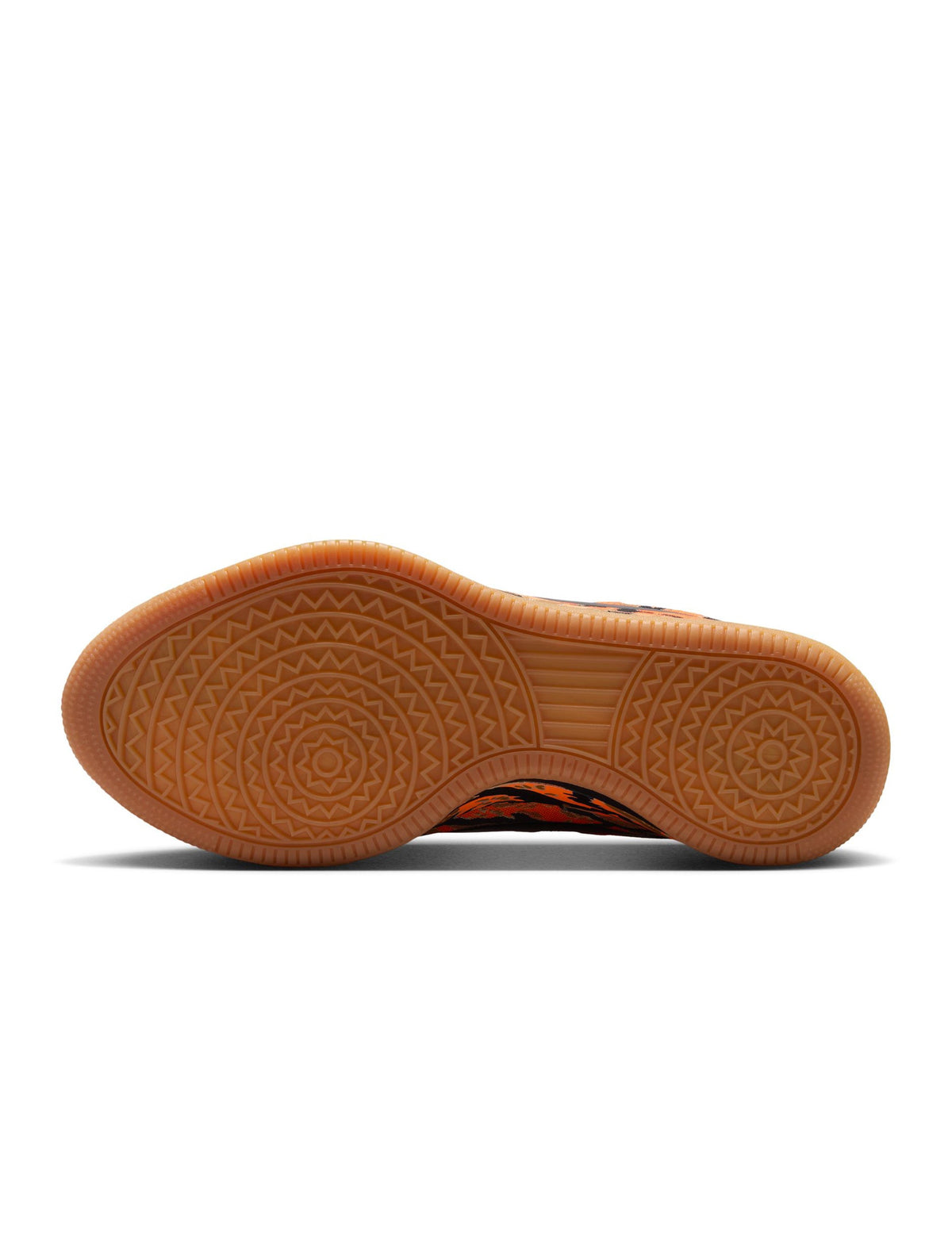 Nike Men's Book 2 Tiger Camo footwear in black and orange with tiger stripe pattern, designed for casual wear.