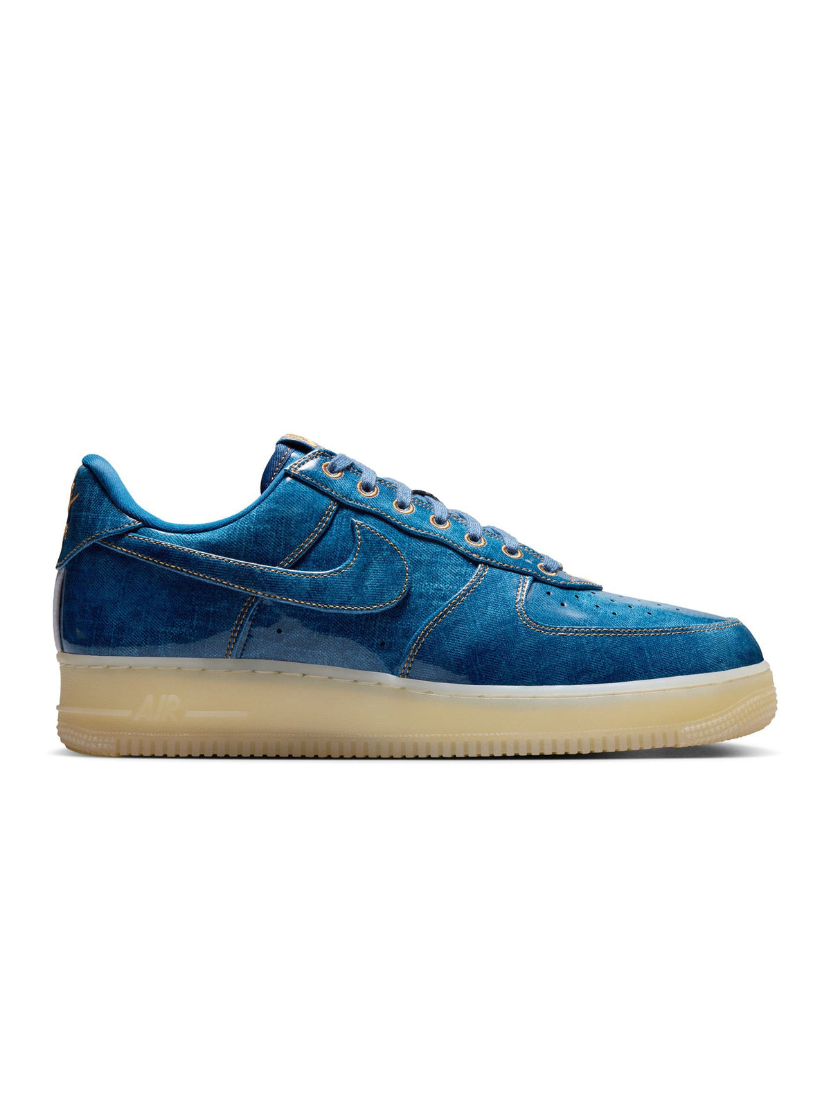Men's Nike Air Force 1 Retro sneakers in patent denim, side view-semis.