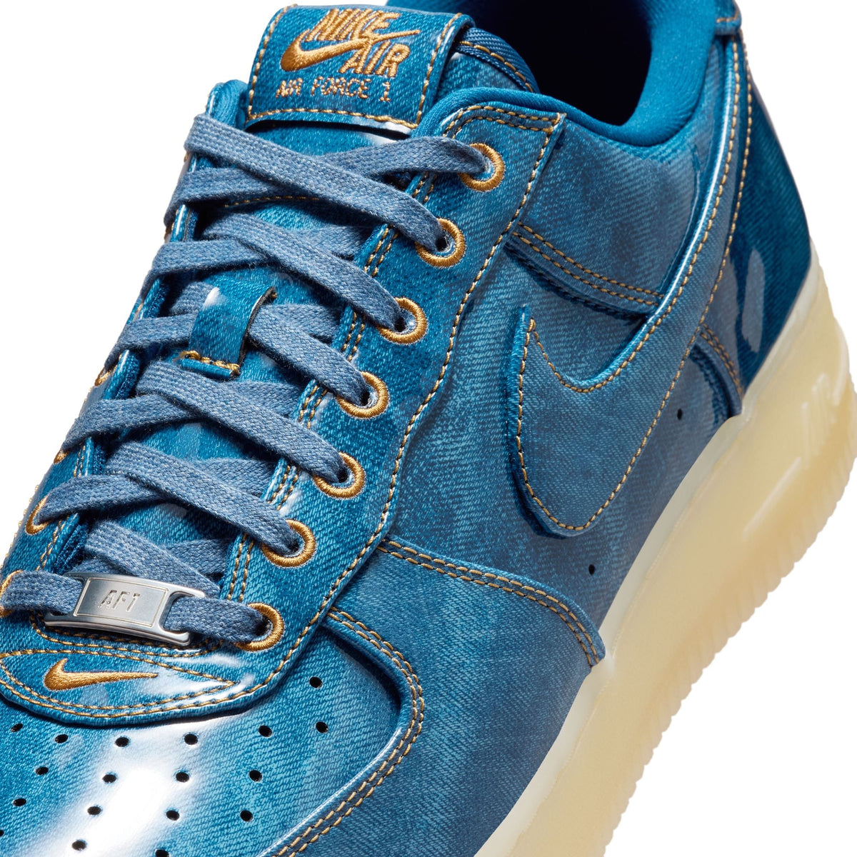 Men's Nike Air Force 1 Retro sneakers in patent denim blue by Denim Exchange