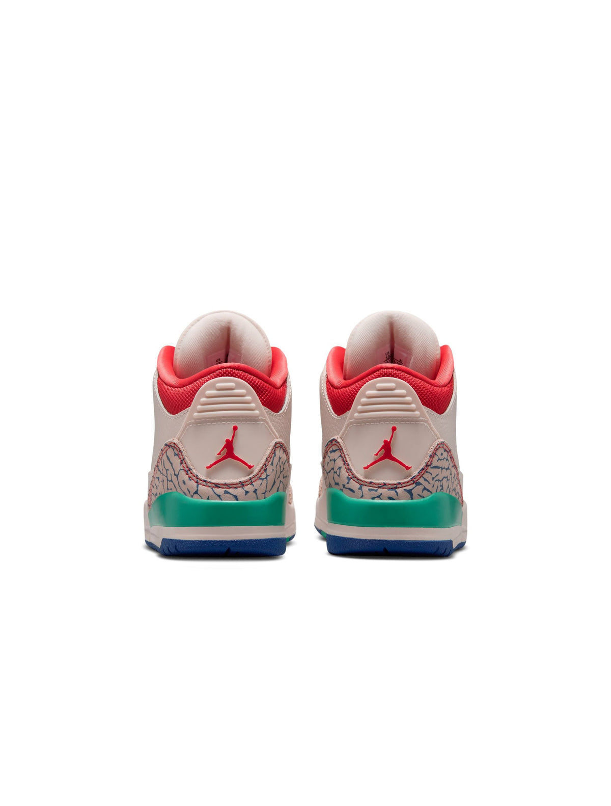Preschool Air Jordan 3 Retro Play Your Way sneakers in white and red with Nike branding and stylish design.