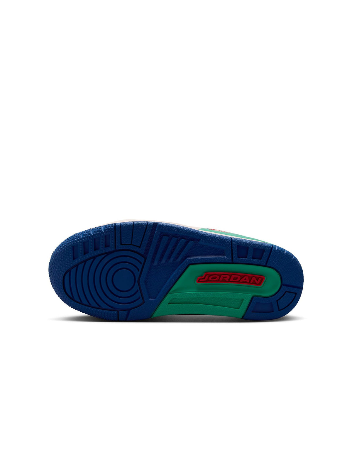 Preschool Air Jordan 3 Retro sneakers in white and red with blue accents, designed for kids' athletic and casual wear.