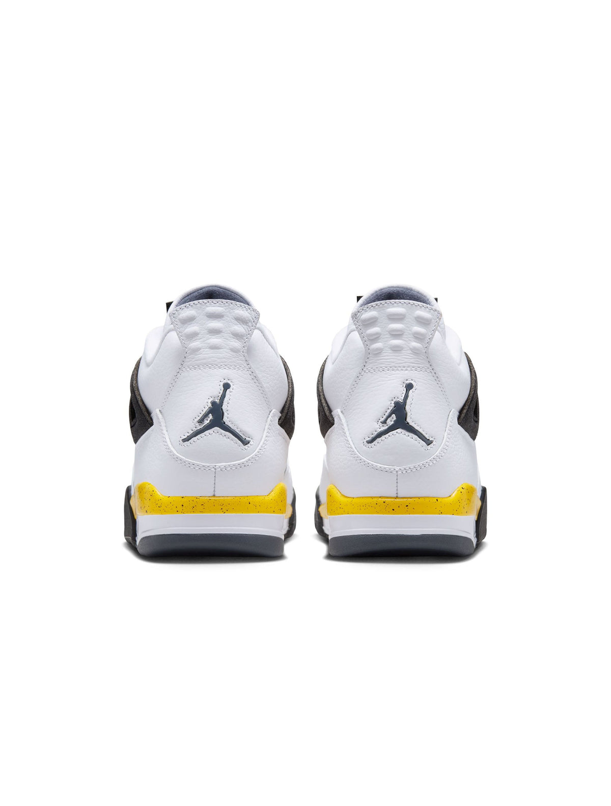 Men's Air Jordan 4 Retro Tour Yellow sneakers in a side view, showcasing the vibrant yellow color and iconic design.
