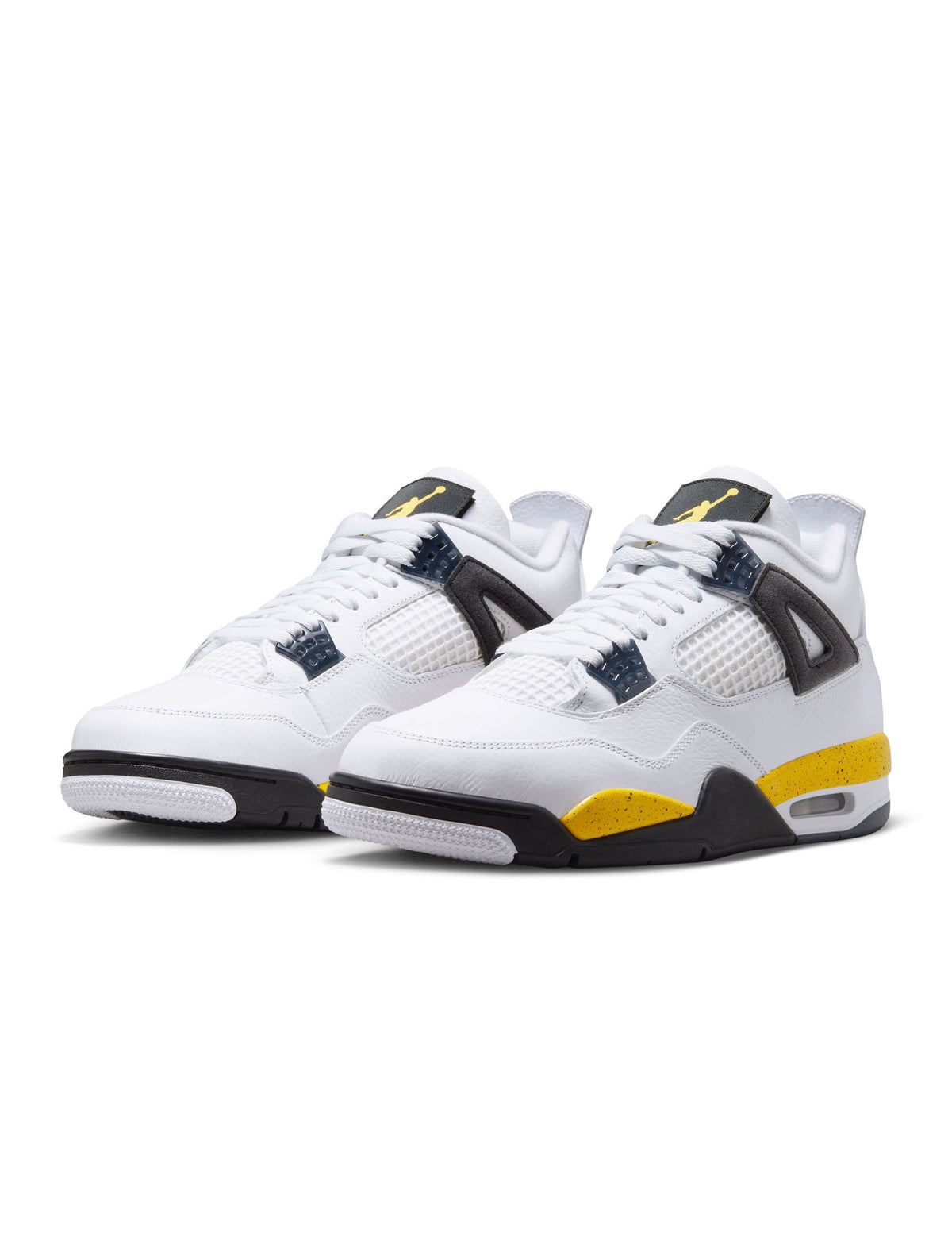 Men's Air Jordan 4 Retro Tour Yellow sneakers, stylish athletic footwear with yellow accents and classic design.