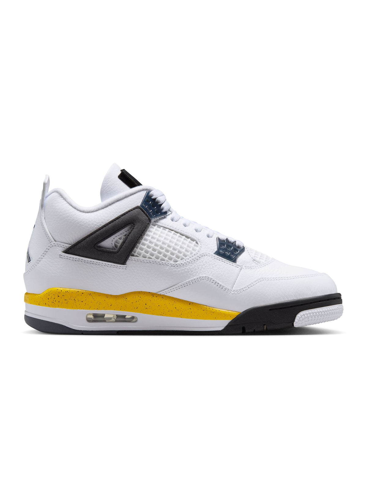 Men's Air Jordan 4 Retro Tour Yellow sneakers, stylish men's footwear with vibrant yellow accents and classic design.