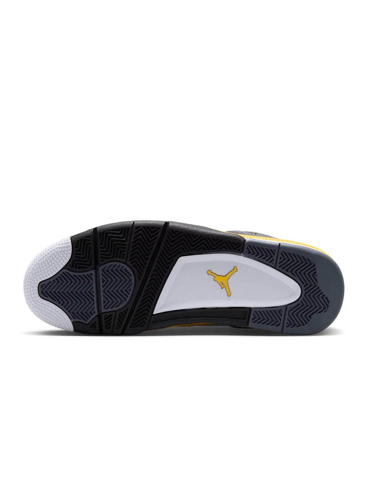 Men's Air Jordan 4 Retro Tour Yellow sneakers in a close-up view, showcasing the vibrant yellow color and classic design.
