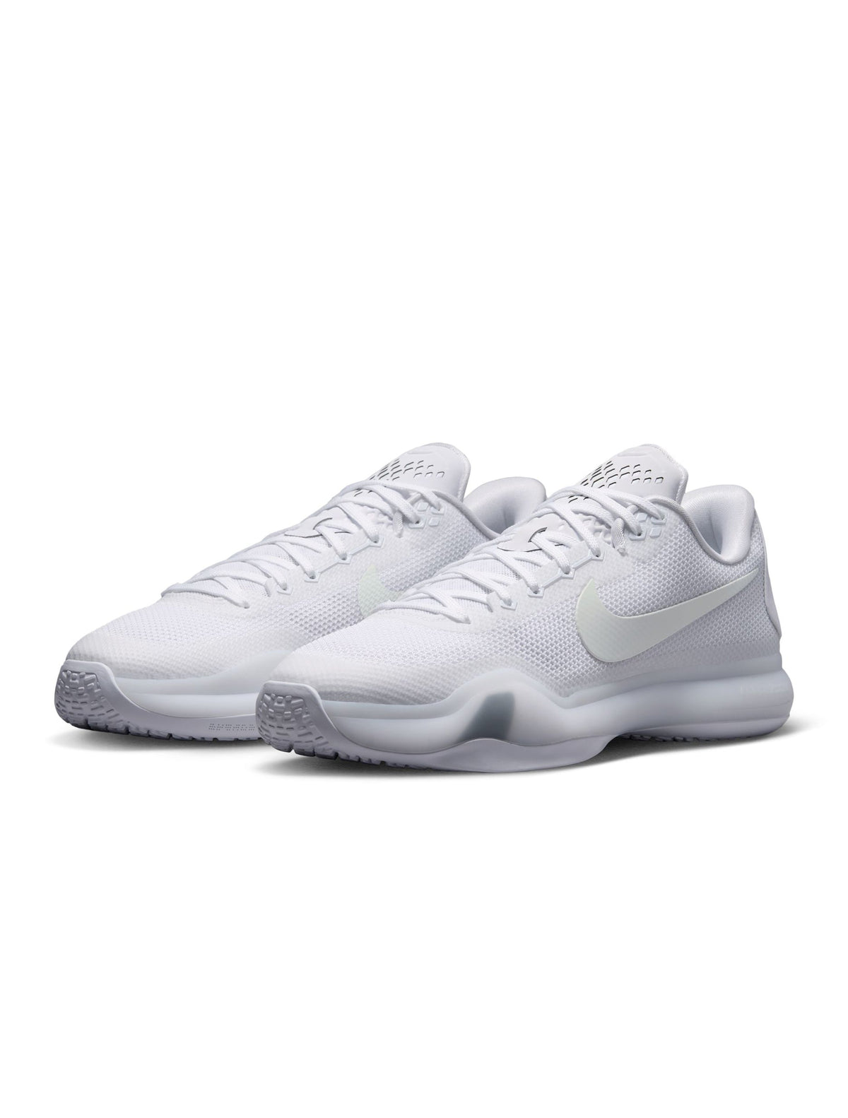 Nike Mens Kobe Protro 10 Halo basketball shoes in white and purple with Nike swoosh, displayed on a plain background