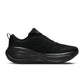 Black Nike Men's Vomero Plus footwear, side view sneaker with cushioned sole