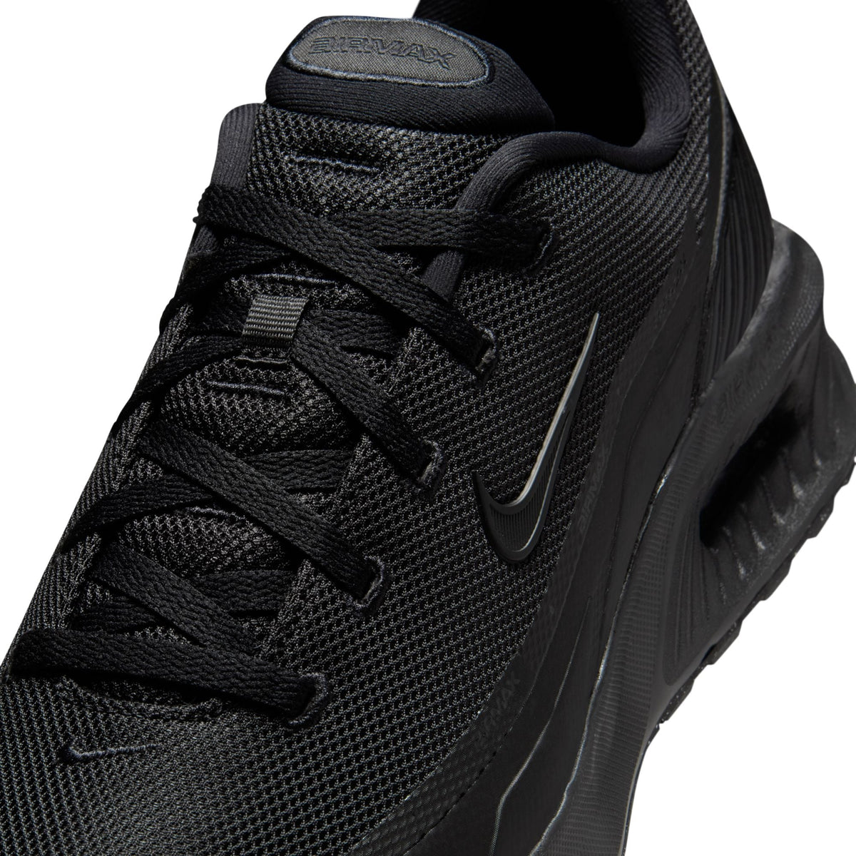 Black Nike Air Max Bia men's footwear with stylish design and Nike branding, shown from a side view.