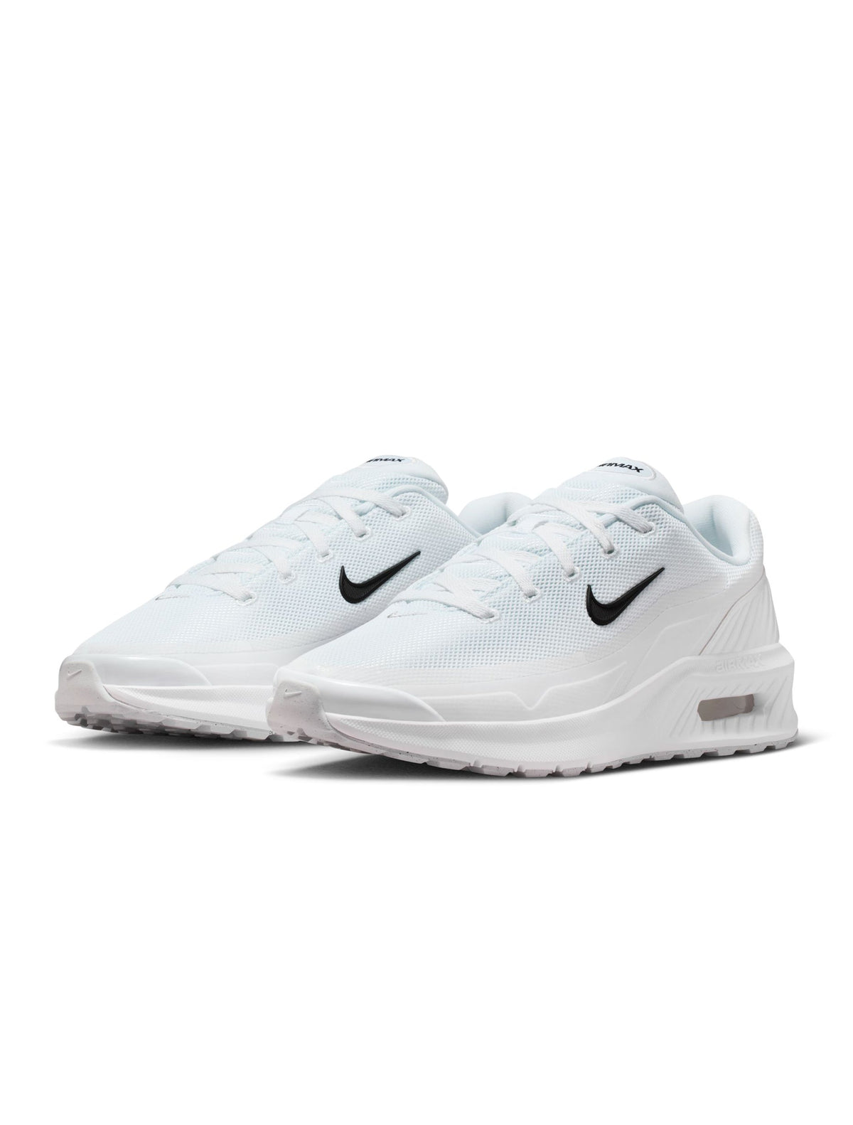 Nike Mens Air Max Bia white sneakers, stylish men's footwear with cushioned sole and breathable design, on a plain background.