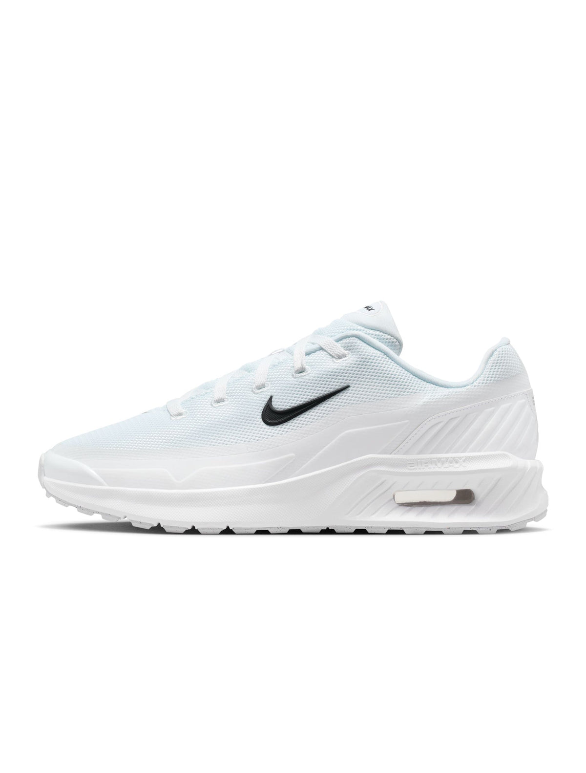 White Nike Air Max Bia men's footwear with stylish design, featuring a sleek white upper and cushioned sole.
