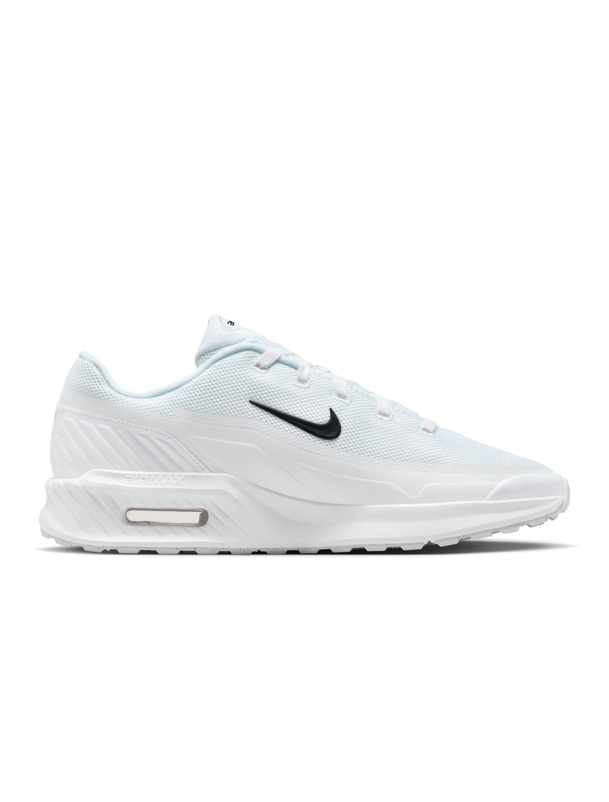 White Nike Air Max Bia men's footwear with breathable mesh upper and cushioned sole, displayed on a plain background.