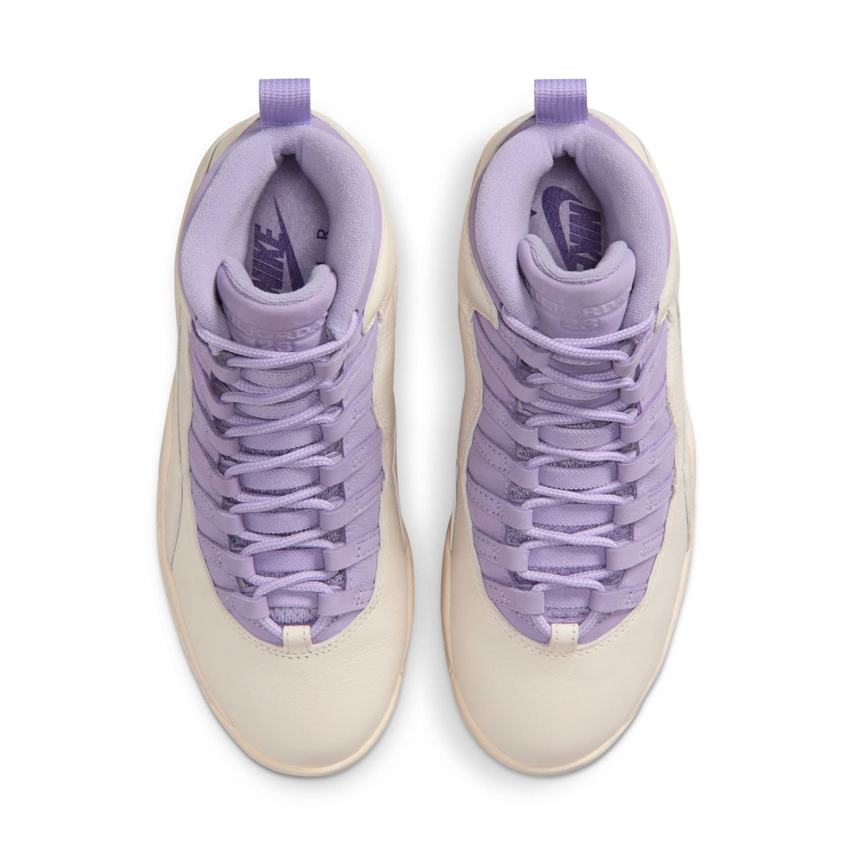 Women's Denim Exchange Air Jordan 10 Retro Hydrangeas sneakers in a white and purple colorway