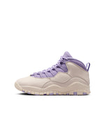 Denim Exchange women’s Air Jordan 10 Retro Hydrangeas sneakers in white with purple accents