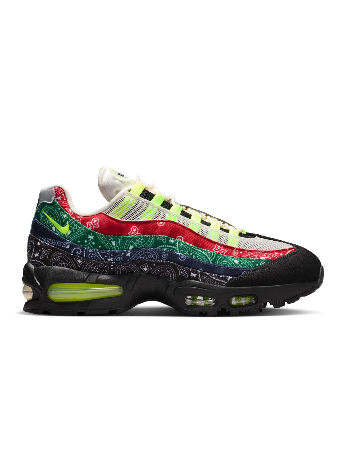Nike men’s Air Max 95 Big Bubble Bandana sneakers in white with layered panel detailing