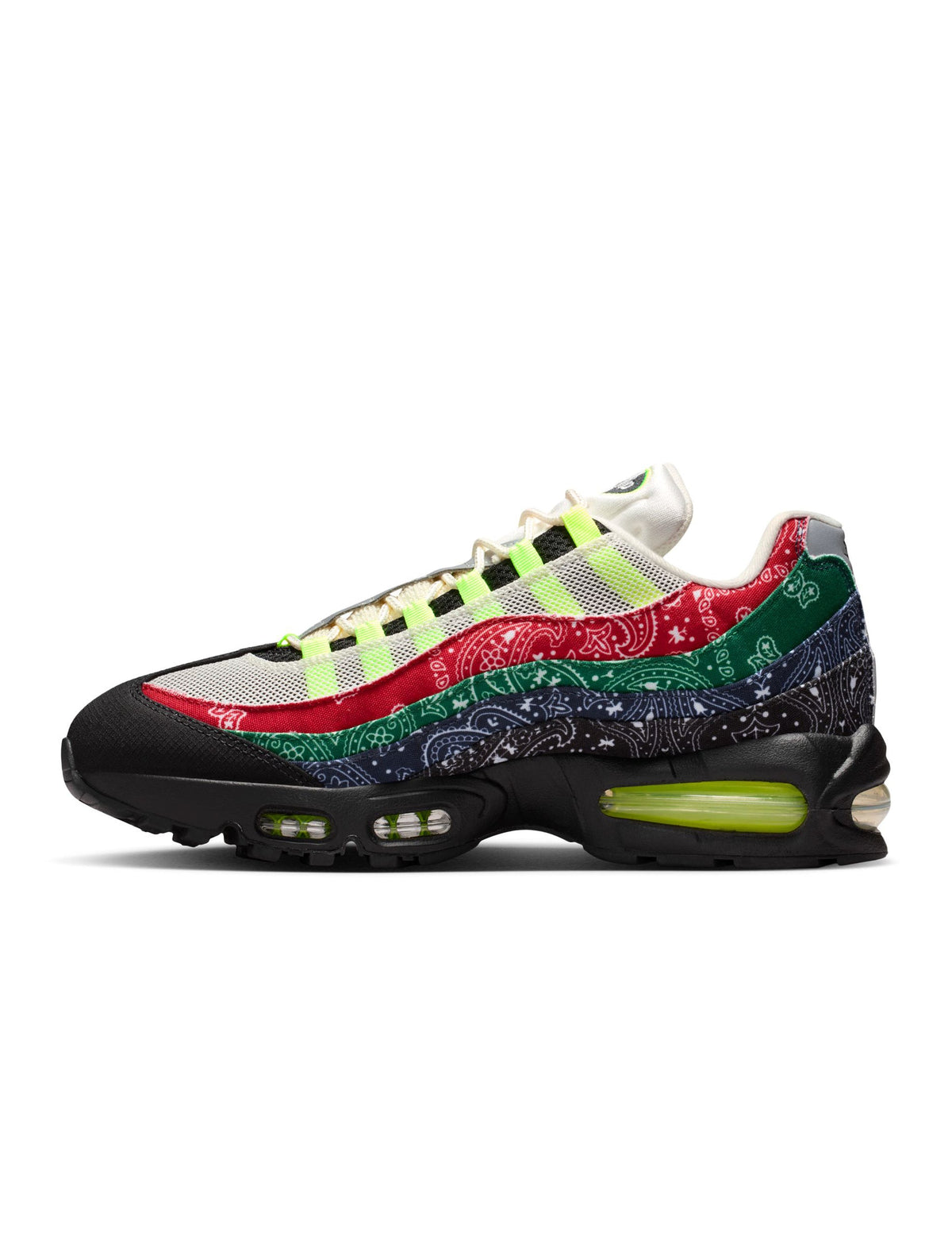 Nike men’s Air Max 95 Big Bubble Bandana sneakers in white with layered panels and visible Air cushioning