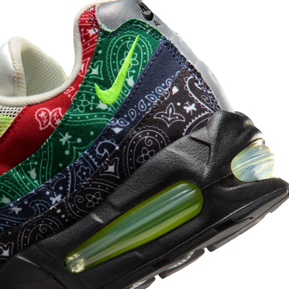 Men's Nike Air Max 95 Big Bubble Bandana sneakers in white with layered panels and visible Air cushioning