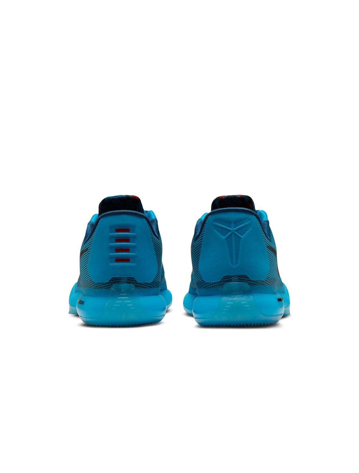 Nike Men Kobe X Protro basketball shoes in Blue Lagoon with white accents, displayed on a plain background.