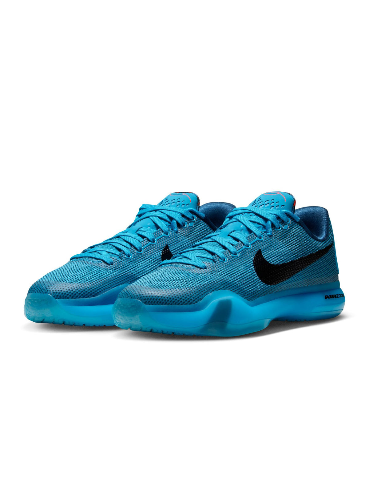 Nike Men Kobe X Protro basketball shoes in Blue Lagoon with white accents, featuring a sleek design and Nike logo.