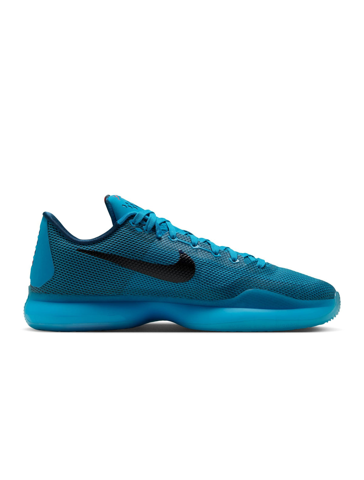 Blue Lagoon Nike Men Kobe X Protro athletic shoes with sleek design and white accents, displayed on a plain background.
