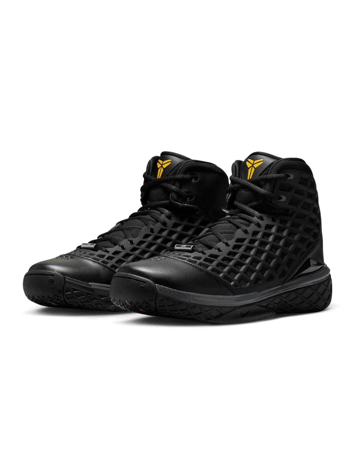 Nike Mens Kobe III Low Protro Orca sneakers, black and white athletic footwear with sleek design and Nike branding.