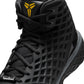 Nike Mens Kobe III Low Protro Orca sneakers in black and white with a sleek low-top design and Nike branding.