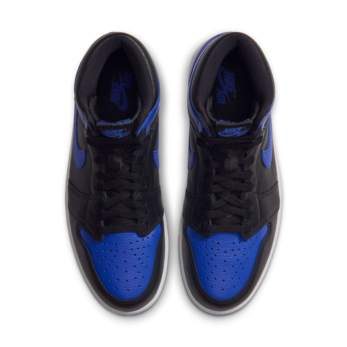 Men's Air Jordan Retro 1 High OG Royal sneakers with blue leather design and white accents, showcasing iconic high-top basketball style.