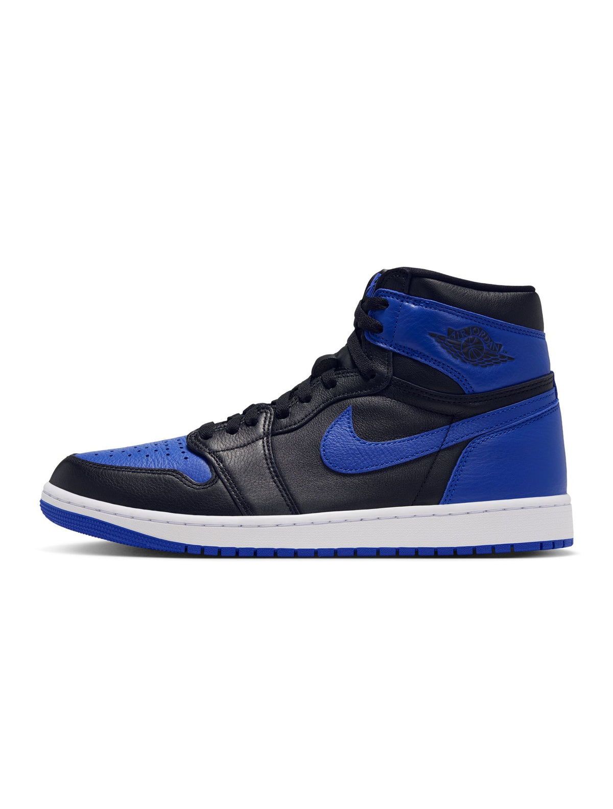 Men's Air Jordan Retro 1 High OG Royal sneakers in blue leather with white accents, stylish men's footwear from Denim Exchange.