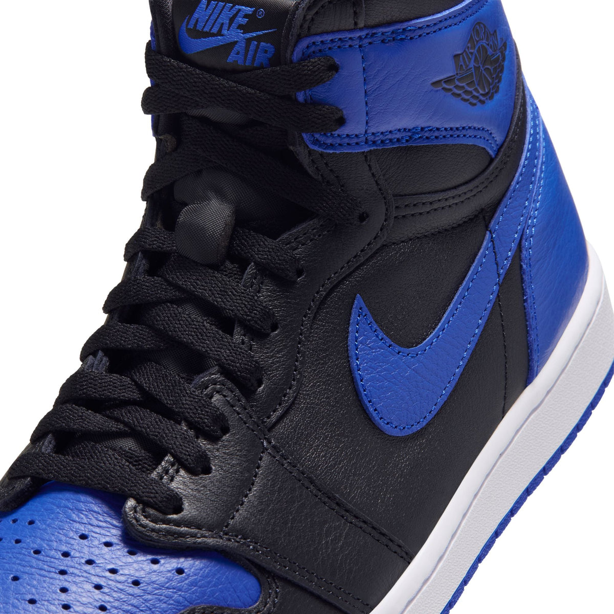 Men's Air Jordan Retro 1 High OG sneakers in Royal colorway, showcasing the iconic design and premium leather upper.