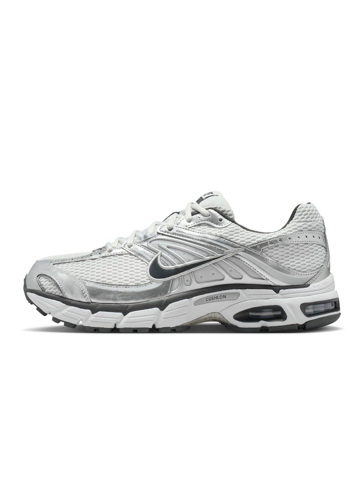 Nike Mens Air Max Moto 2K footwear in Photon Dust, side view showing sporty mesh and layered sole design