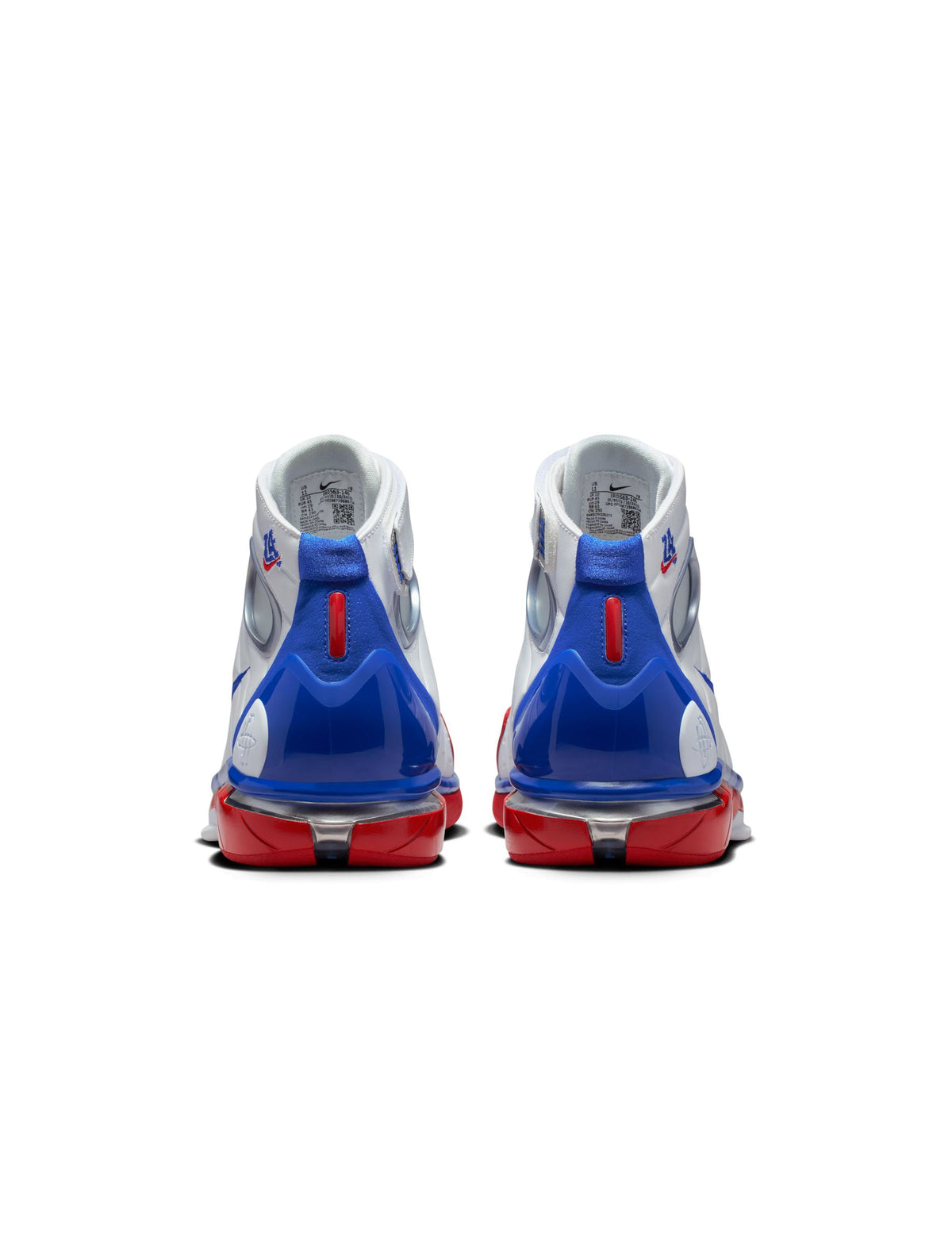 Nike men's Air Zoom Huarache 2K4 All Star sneakers in white with varsity royal and varsity red accents