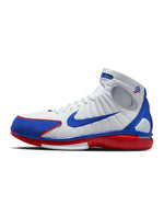 Men's Nike Air Zoom Huarache 2K4 All Star sneakers in white with varsity royal and varsity red accents