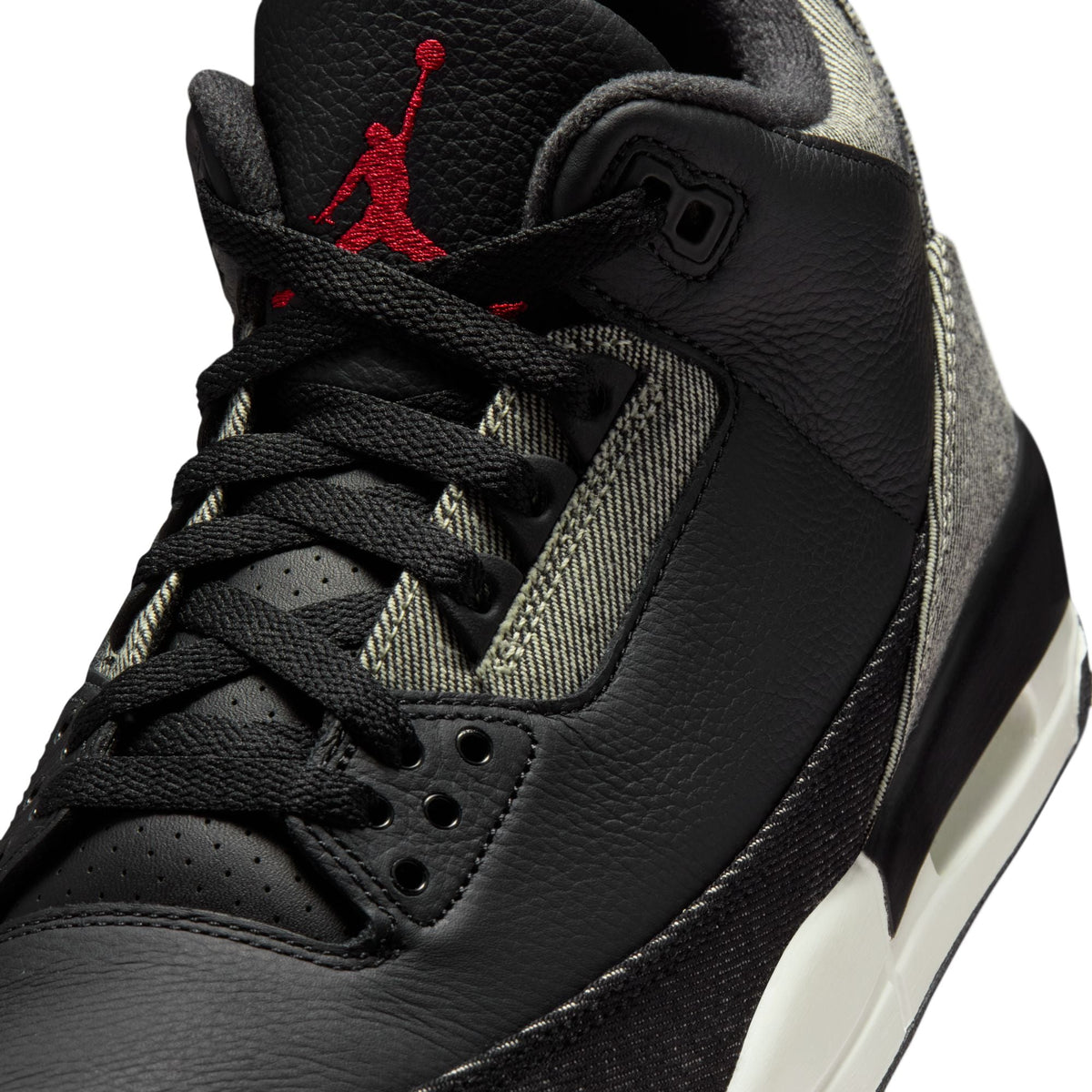 Black and white Air Jordan 3 x Levi's® men's footwear by Denim Exchange