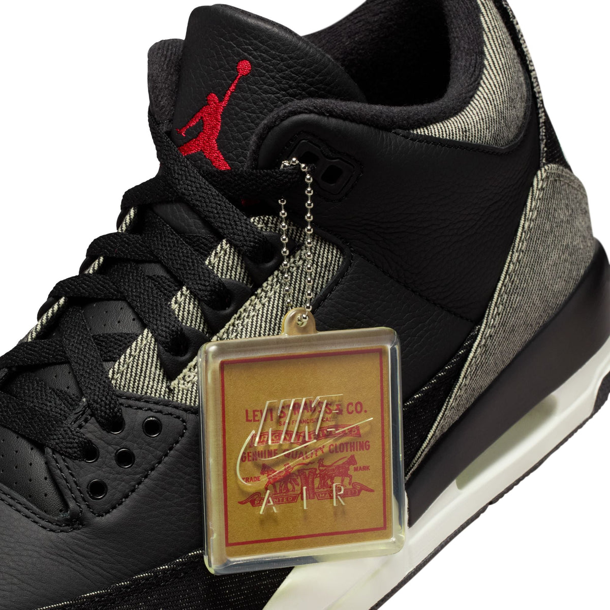 Black and white Air Jordan 3 x Levi's men's sneakers by Denim Exchange