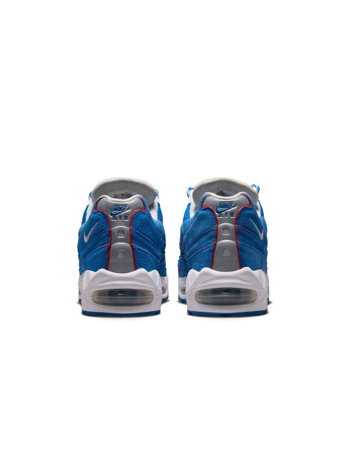 Nike Mens Air Max 95 Big Bubble Lawson sneakers in blue and gray with visible air cushioning and stylish design.