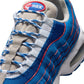 Nike Mens Air Max 95 Big Bubble Lawson sneakers in blue and gray with visible air cushioning and stylish design.