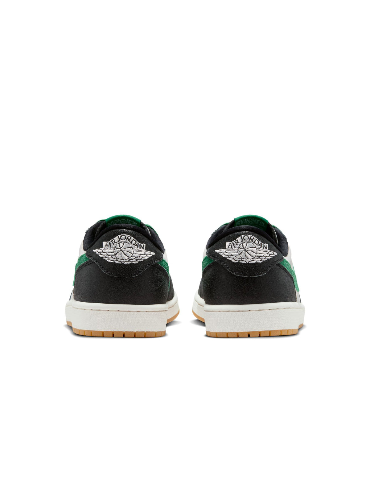 Men's Air Jordan 1 Retro Low Pine Green sneakers featuring green and black colorway, classic low-top design, and premium leather construction.