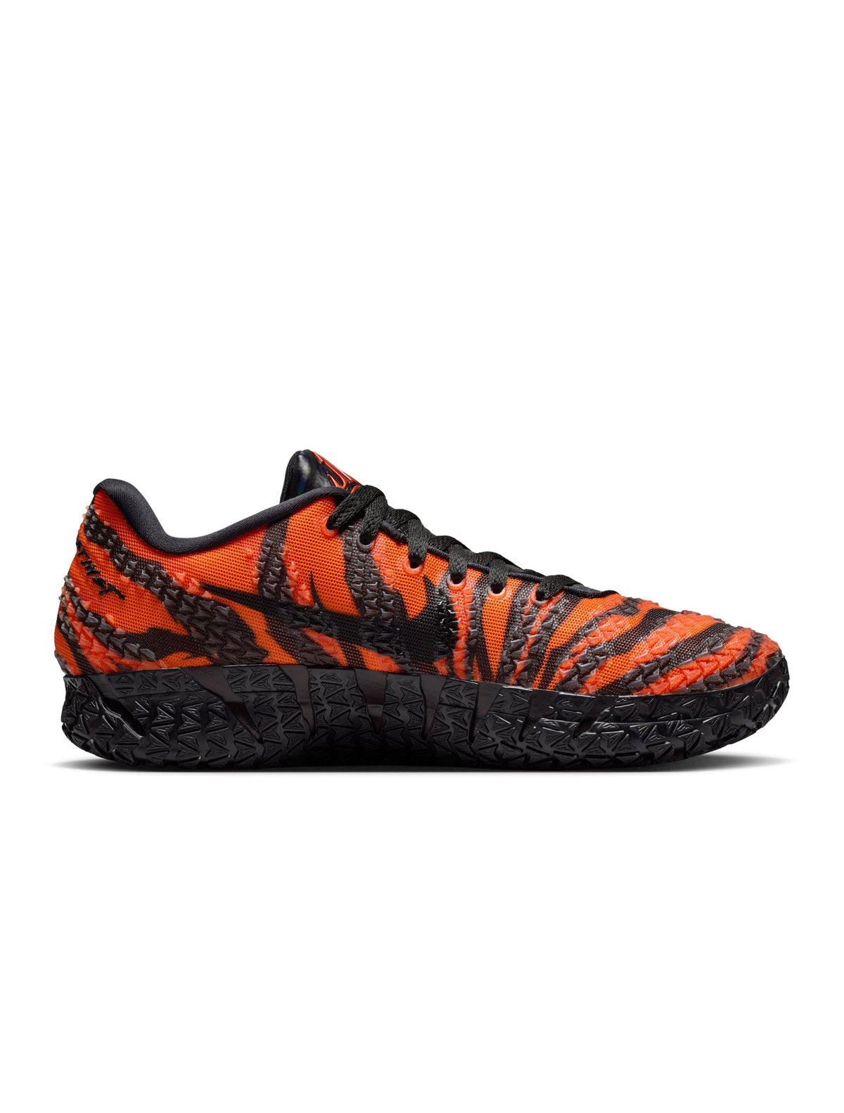 Nike men's Ja 3 Animal Pack tiger-themed footwear, showcasing vibrant colors and sleek design in a close-up shot.