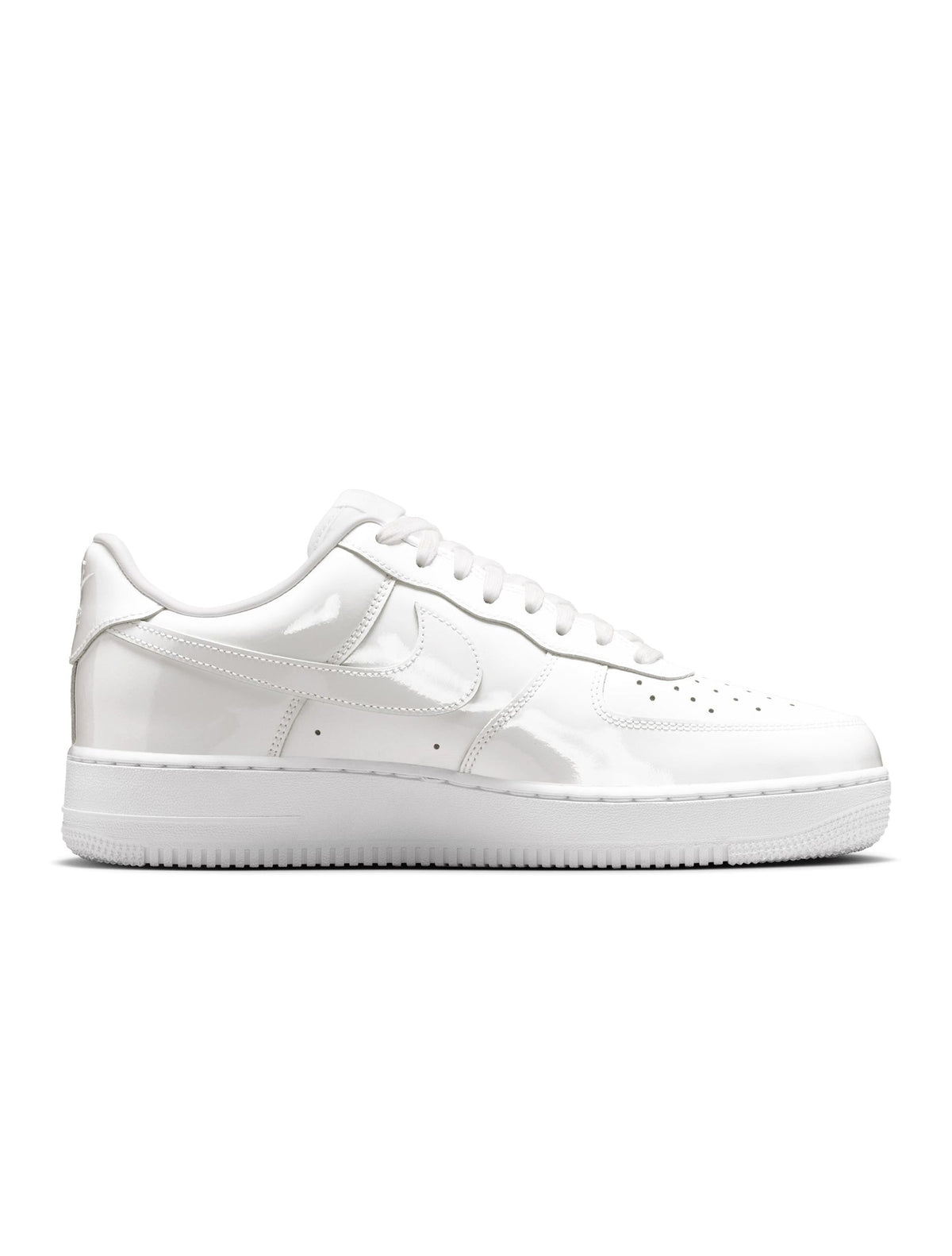 Nike men's Air Force 1 '07 Premium White sneakers by Denim Exchange, side view with classic low-top design