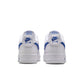 White and game royal Nike Men's Air Force 1 '07 sneakers, showcasing the classic design and Nike branding.