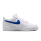 Nike men's Air Force 1 '07 sneakers in white and game royal colorway, featuring classic design and Nike branding.