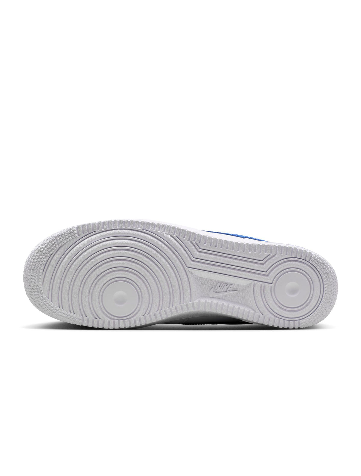 Nike Air Force 1 '07 men's footwear in white and game royal colorway, featuring classic design and Nike branding.