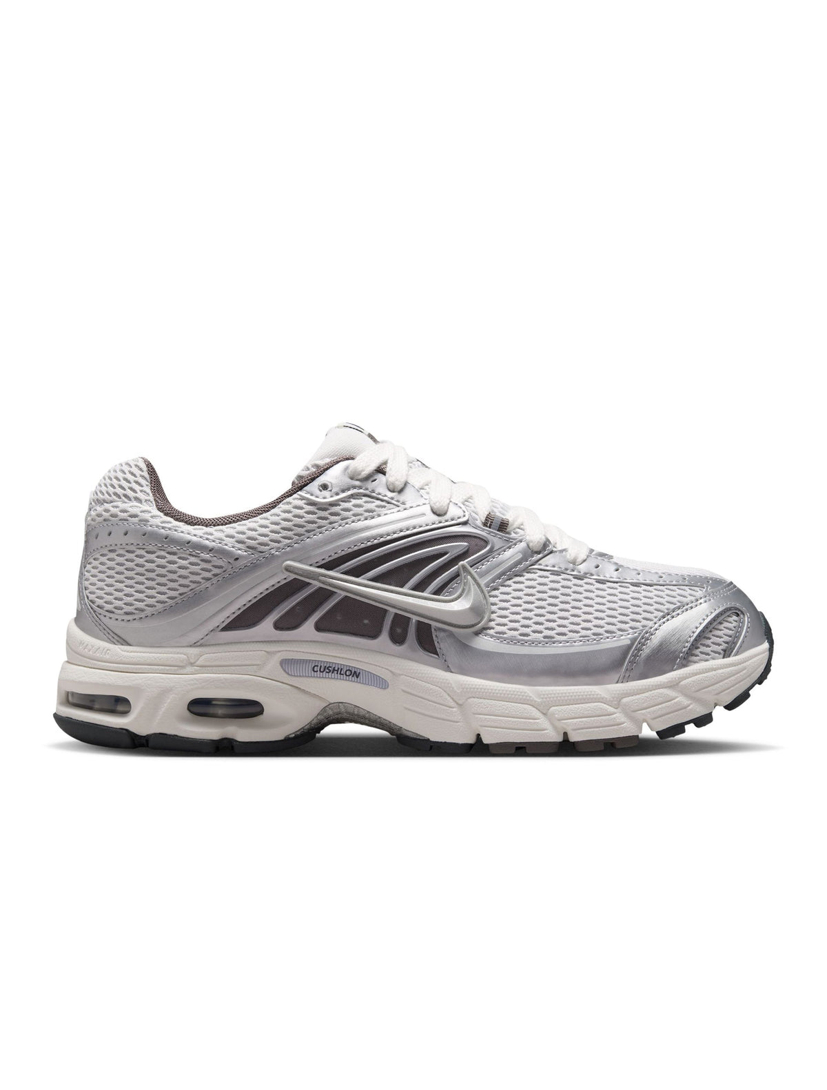 Nike Mens Air Max Moto 2K sneakers in platinum tint, featuring sleek design and sporty style for men's footwear.
