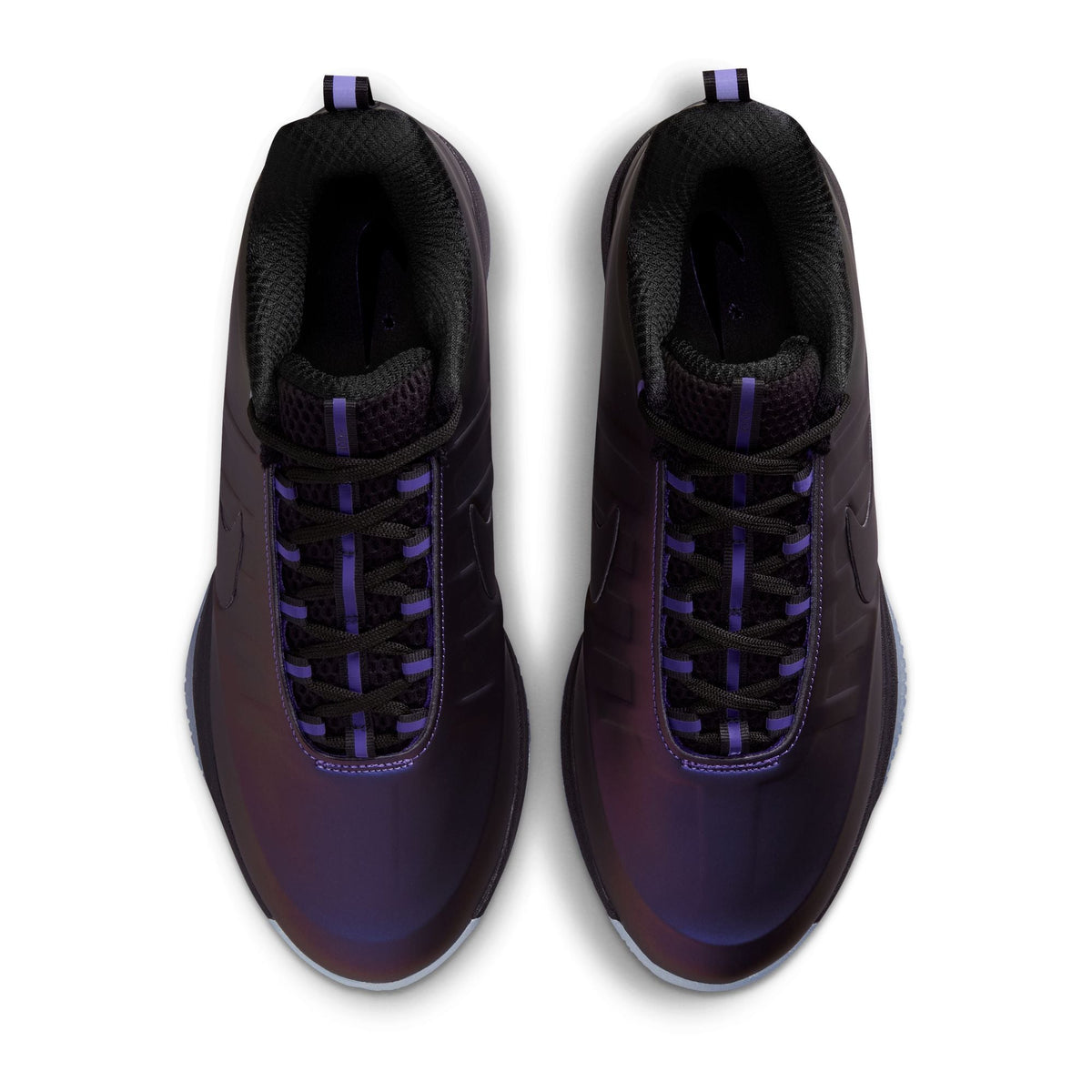 Nike Men's Book 2 Premium Foamposite sneakers in eggplant purple, featuring a sleek design and durable construction.