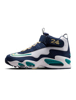 Nike Mens Air Griffey Max 1 HBCU Swingman Classic basketball shoes in navy and white with Nike branding and signature design details.