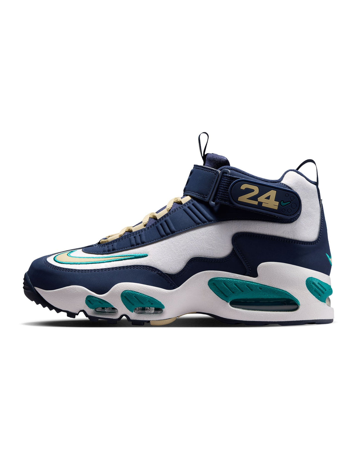 Nike Mens Air Griffey Max 1 HBCU Swingman Classic basketball shoes in navy and white with Nike branding and signature design details.