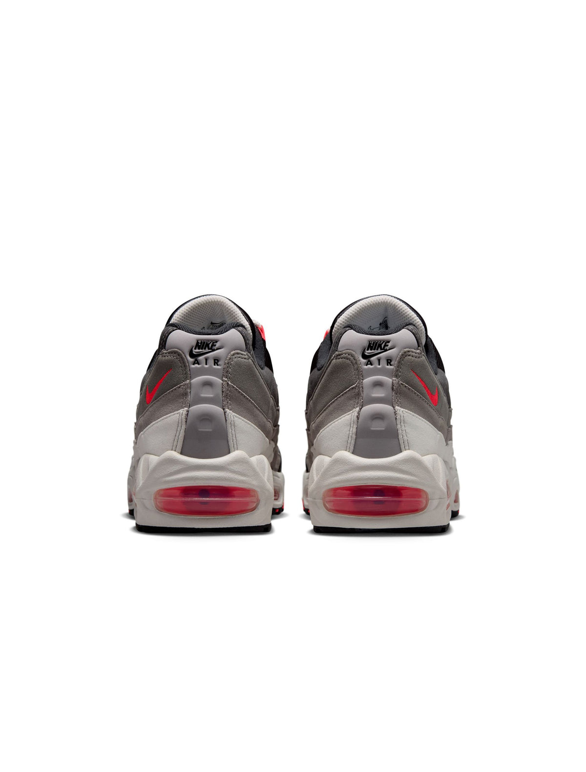 Nike Mens Air Max 95 Big Bubble Premium sneakers in Solar Red, featuring breathable design and iconic air cushion soles.