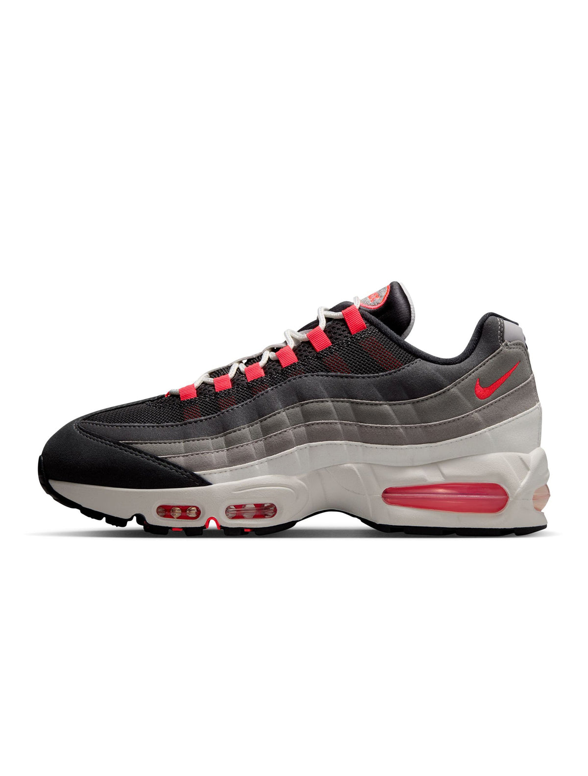 Nike Mens Air Max 95 Big Bubble Premium sneakers in Solar Red, featuring vibrant red color and stylish design.