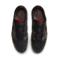 Men's Air Jordan 1 Low OG Laser sneakers in black and red, featuring classic Nike branding and sleek leather design.