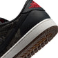 Men's Air Jordan 1 Low OG Laser sneakers in black and red leather, featuring iconic design and Nike branding.