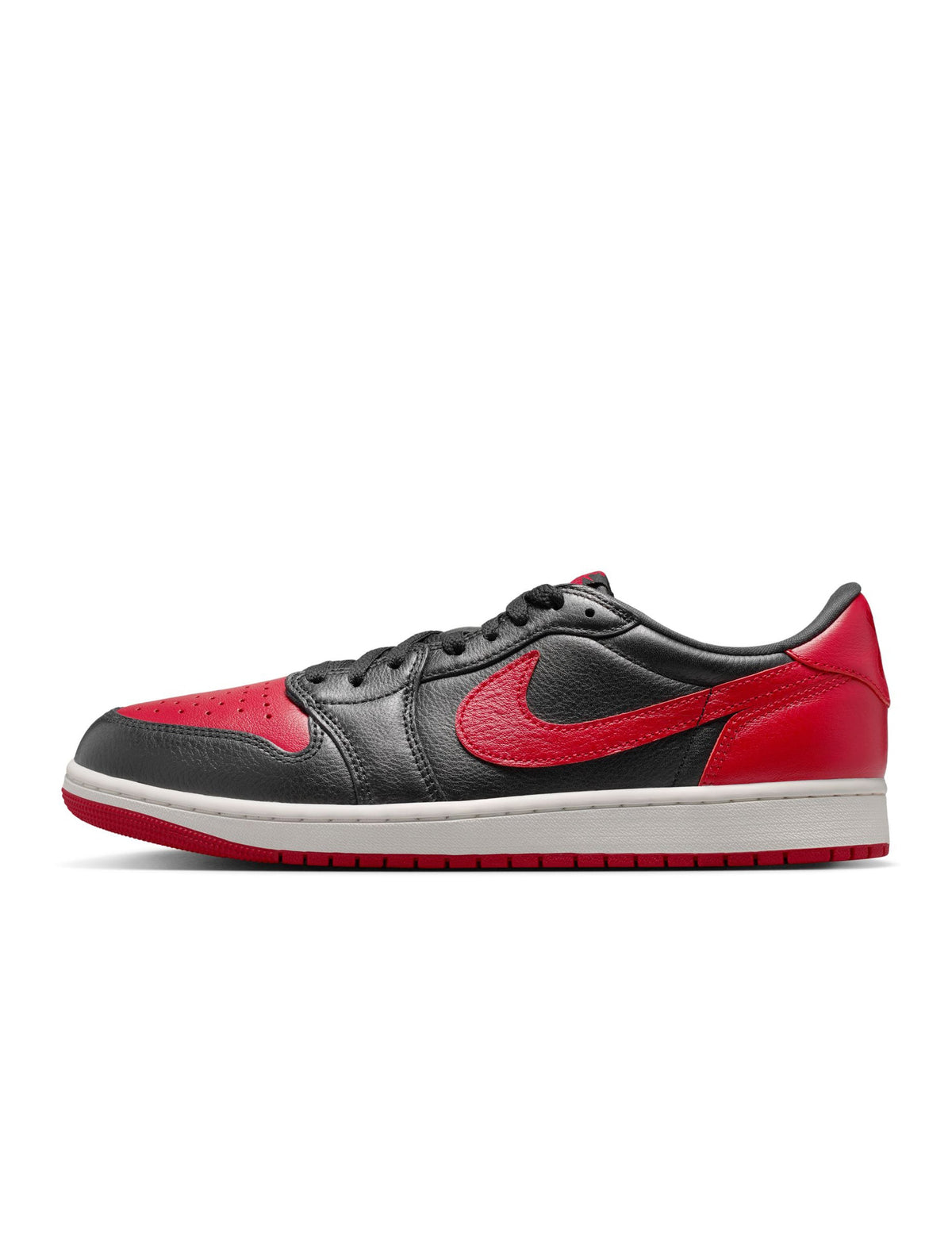 Air Jordan 1 Retro Low OG Banned men's footwear by Denim Exchange, black low-top sneakers with red accents